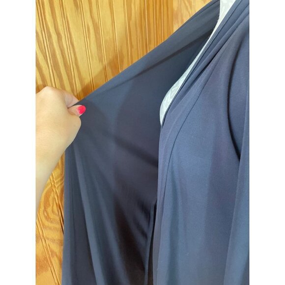 Cabi Waterfall Shawl Cardigan Open Front Long Sleeve Navy Blue Knit Size S - Picture 7 of 10